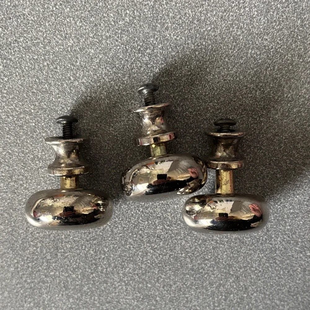 Set of Three Round Metal Cabinet Knobs - Silver